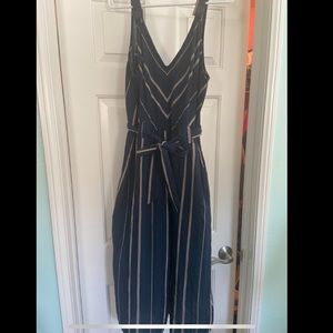 blue pinstriped jumper